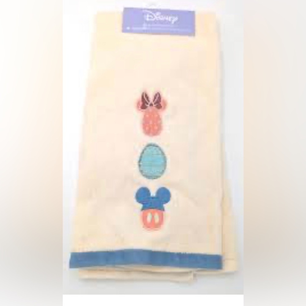 Disney Cream Dish towel with Pink and Blue Disney Motifs